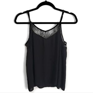 Black Lace Detail Flowy Tank